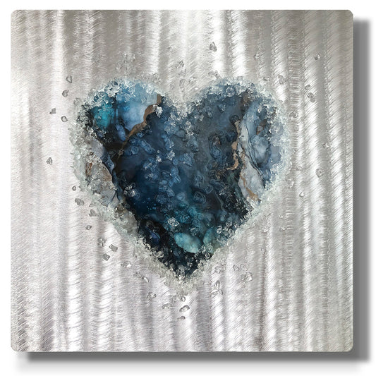 Crystal Glass Heart Single, Navy 3