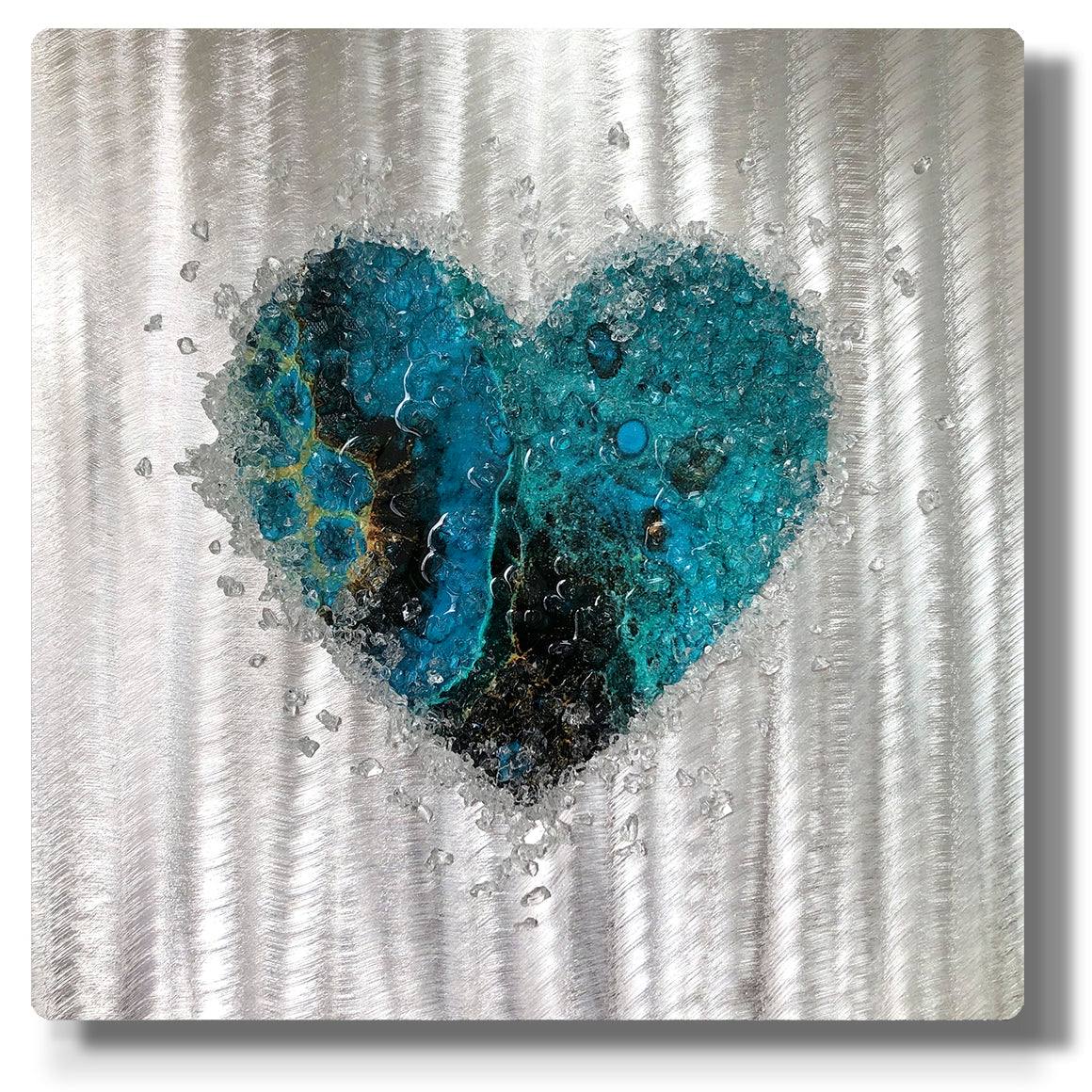 Crystal Glass Heart Duo, Teal