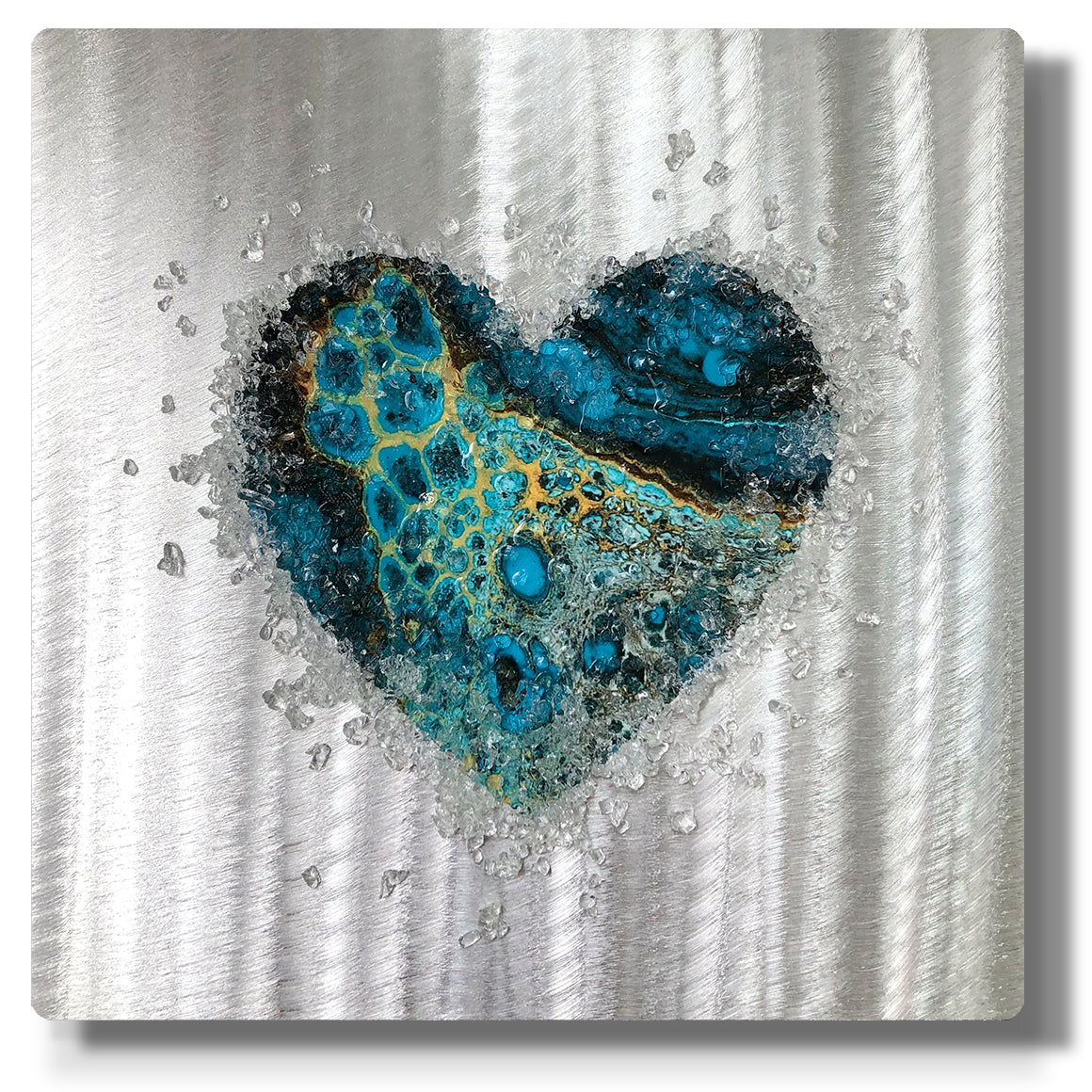 Crystal Glass Heart Duo, Teal