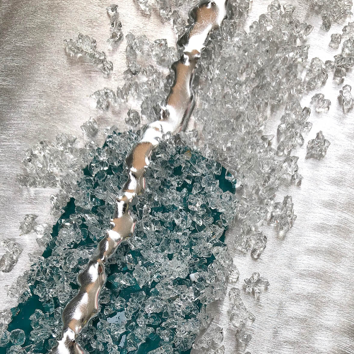 Luxe Tall Crystal Glass Set, Grey & Teal