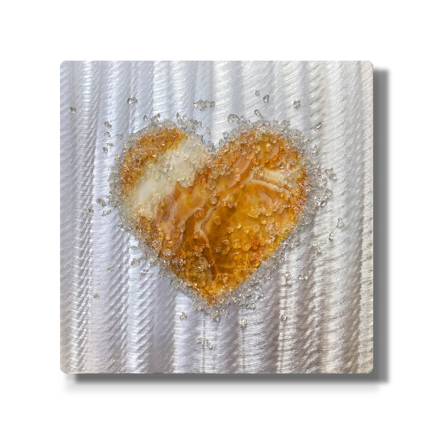 Crystal Glass Heart Duo, Mustard