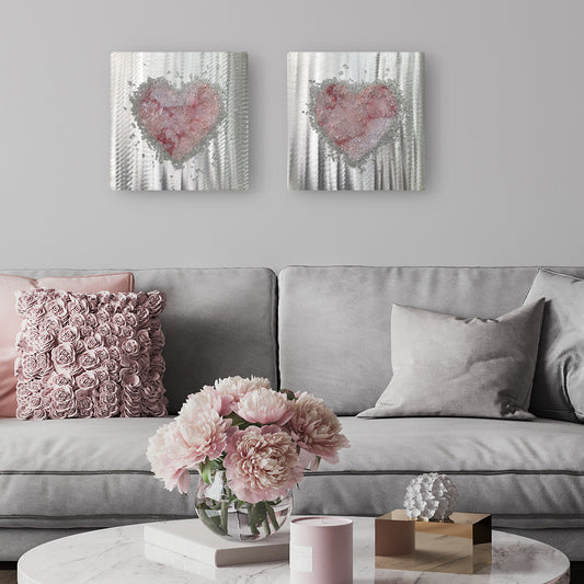 Crystal Glass Heart Duo, Blush